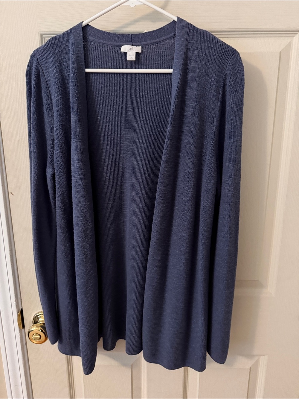 J. Jill Navy Open-Front Ribbed Knit Cardigan